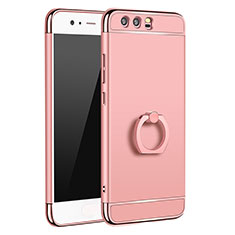 Coque Bumper Luxe Metal et Plastique Etui Housse avec Support Bague Anneau A01 pour Huawei P10 Plus Or Rose