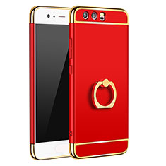 Coque Bumper Luxe Metal et Plastique Etui Housse avec Support Bague Anneau A01 pour Huawei P10 Plus Rouge