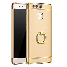 Coque Bumper Luxe Metal et Plastique Etui Housse avec Support Bague Anneau A01 pour Huawei P9 Or