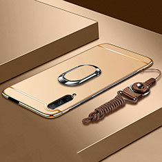 Coque Bumper Luxe Metal et Plastique Etui Housse avec Support Bague Anneau A01 pour Huawei Y9s Or