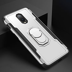 Coque Bumper Luxe Metal et Plastique Etui Housse avec Support Bague Anneau A01 pour OnePlus 6T Argent