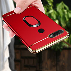 Coque Bumper Luxe Metal et Plastique Etui Housse avec Support Bague Anneau A01 pour Oppo A7 Rouge