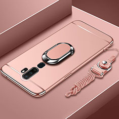 Coque Bumper Luxe Metal et Plastique Etui Housse avec Support Bague Anneau A01 pour Oppo A9 (2020) Or Rose