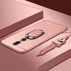 Coque Bumper Luxe Metal et Plastique Etui Housse avec Support Bague Anneau A01 pour Oppo A9 Or Rose