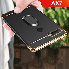 Coque Bumper Luxe Metal et Plastique Etui Housse avec Support Bague Anneau A01 pour Oppo AX7 Noir