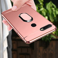 Coque Bumper Luxe Metal et Plastique Etui Housse avec Support Bague Anneau A01 pour Oppo AX7 Or Rose