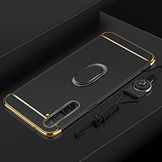 Coque Bumper Luxe Metal et Plastique Etui Housse avec Support Bague Anneau A01 pour Realme XT Noir