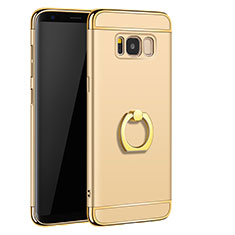 Coque Bumper Luxe Metal et Plastique Etui Housse avec Support Bague Anneau A01 pour Samsung Galaxy S8 Or