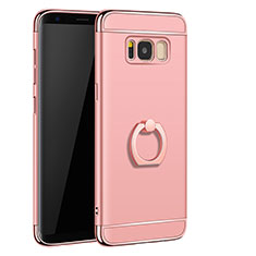 Coque Bumper Luxe Metal et Plastique Etui Housse avec Support Bague Anneau A01 pour Samsung Galaxy S8 Or Rose