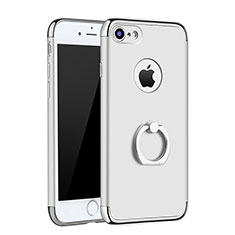 Coque Bumper Luxe Metal et Plastique Etui Housse avec Support Bague Anneau A02 pour Apple iPhone 8 Argent