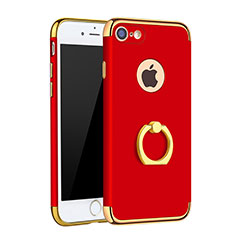 Coque Bumper Luxe Metal et Plastique Etui Housse avec Support Bague Anneau A02 pour Apple iPhone 8 Rouge