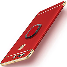 Coque Bumper Luxe Metal et Plastique Etui Housse avec Support Bague Anneau A02 pour Huawei P9 Plus Rouge