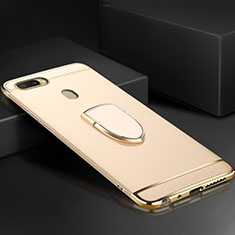 Coque Bumper Luxe Metal et Plastique Etui Housse avec Support Bague Anneau A02 pour Oppo A7 Or