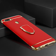 Coque Bumper Luxe Metal et Plastique Etui Housse avec Support Bague Anneau A02 pour Oppo A7 Rouge