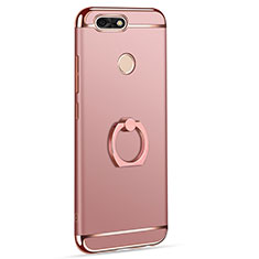 Coque Bumper Luxe Metal et Plastique Etui Housse avec Support Bague Anneau A06 pour Huawei Enjoy 7 Or Rose