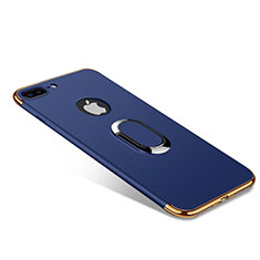 Coque Bumper Luxe Metal et Plastique Etui Housse avec Support Bague Anneau A08 pour Apple iPhone 7 Plus Bleu