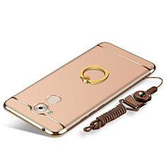 Coque Bumper Luxe Metal et Plastique Etui Housse avec Support Bague Anneau et Laniere pour Huawei Nova Smart Or