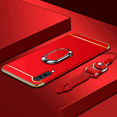 Coque Bumper Luxe Metal et Plastique Etui Housse avec Support Bague Anneau et Laniere pour Samsung Galaxy A90 5G Rouge