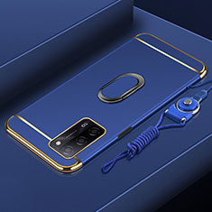 Coque Bumper Luxe Metal et Plastique Etui Housse avec Support Bague Anneau P01 pour Oppo A53s 5G Bleu