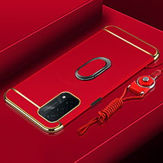 Coque Bumper Luxe Metal et Plastique Etui Housse avec Support Bague Anneau P01 pour Oppo A54 5G Rouge