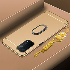 Coque Bumper Luxe Metal et Plastique Etui Housse avec Support Bague Anneau P01 pour Oppo A93 5G Or