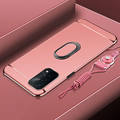 Coque Bumper Luxe Metal et Plastique Etui Housse avec Support Bague Anneau P01 pour Oppo A93 5G Or Rose