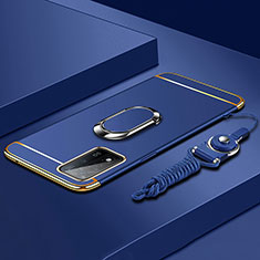 Coque Bumper Luxe Metal et Plastique Etui Housse avec Support Bague Anneau P01 pour Oppo A93s 5G Bleu