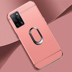 Coque Bumper Luxe Metal et Plastique Etui Housse avec Support Bague Anneau P02 pour Oppo A53s 5G Or Rose