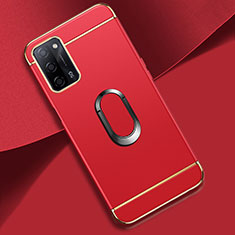 Coque Bumper Luxe Metal et Plastique Etui Housse avec Support Bague Anneau P02 pour Oppo A55 5G Rouge