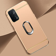 Coque Bumper Luxe Metal et Plastique Etui Housse avec Support Bague Anneau P02 pour Oppo A74 5G Or