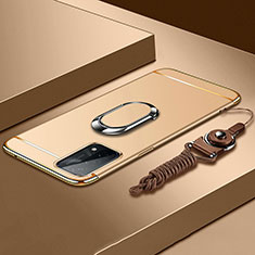 Coque Bumper Luxe Metal et Plastique Etui Housse avec Support Bague Anneau P03 pour Oppo A54 5G Or