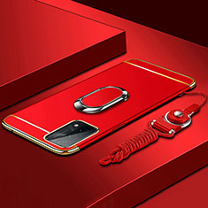 Coque Bumper Luxe Metal et Plastique Etui Housse avec Support Bague Anneau P03 pour Oppo A54 5G Rouge