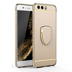 Coque Bumper Luxe Metal et Plastique Etui Housse avec Support Bague Anneau pour Huawei P10 Or