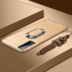 Coque Bumper Luxe Metal et Plastique Etui Housse avec Support Bague Anneau pour Vivo Y70S 5G Or