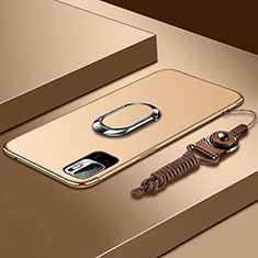 Coque Bumper Luxe Metal et Plastique Etui Housse avec Support Bague Anneau pour Xiaomi POCO M3 Pro 5G Or