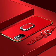 Coque Bumper Luxe Metal et Plastique Etui Housse avec Support Bague Anneau pour Xiaomi Redmi Note 10 5G Rouge