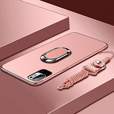 Coque Bumper Luxe Metal et Plastique Etui Housse avec Support Bague Anneau pour Xiaomi Redmi Note 11 SE 5G Or Rose