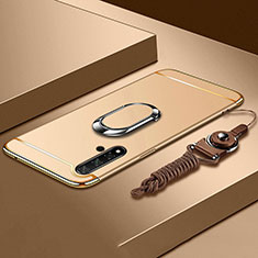 Coque Bumper Luxe Metal et Plastique Etui Housse avec Support Bague Anneau T01 pour Huawei Nova 5 Or