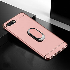 Coque Bumper Luxe Metal et Plastique Etui Housse avec Support Bague Anneau T01 pour Oppo R15X Or Rose