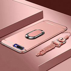 Coque Bumper Luxe Metal et Plastique Etui Housse avec Support Bague Anneau T02 pour Oppo R15X Or Rose