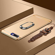 Coque Bumper Luxe Metal et Plastique Etui Housse avec Support Bague Anneau T02 pour Oppo R17 Neo Or