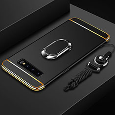 Coque Bumper Luxe Metal et Plastique Etui Housse avec Support Bague Anneau T02 pour Samsung Galaxy S10 5G Noir