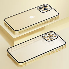 Coque Bumper Luxe Metal et Plastique Etui Housse Bling-Bling LF1 pour Apple iPhone 13 Pro Max Or