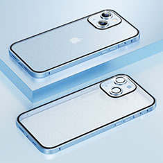 Coque Bumper Luxe Metal et Plastique Etui Housse Bling-Bling LF1 pour Apple iPhone 14 Bleu