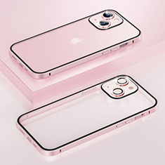 Coque Bumper Luxe Metal et Plastique Etui Housse Bling-Bling LF1 pour Apple iPhone 15 Plus Or Rose