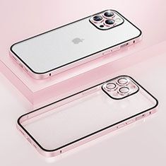 Coque Bumper Luxe Metal et Plastique Etui Housse Bling-Bling LF1 pour Apple iPhone 15 Pro Or Rose