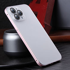 Coque Bumper Luxe Metal et Plastique Etui Housse LF2 pour Apple iPhone 15 Pro Max Or Rose