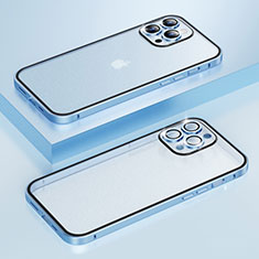 Coque Bumper Luxe Metal et Plastique Etui Housse LF3 pour Apple iPhone 14 Pro Bleu