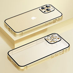 Coque Bumper Luxe Metal et Plastique Etui Housse LF3 pour Apple iPhone 15 Pro Or