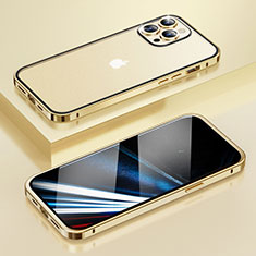 Coque Bumper Luxe Metal et Plastique Etui Housse LF4 pour Apple iPhone 14 Pro Max Or